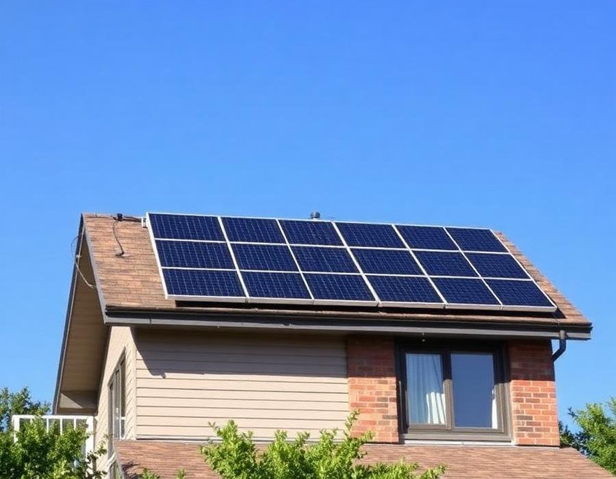 Residential rooftop solar panel installation on a home